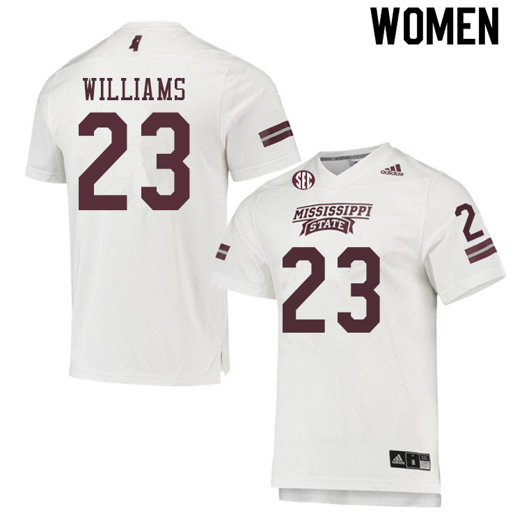 Women #23 Trevion Williams Mississippi State Bulldogs College Football Jerseys Sale-White - Click Image to Close